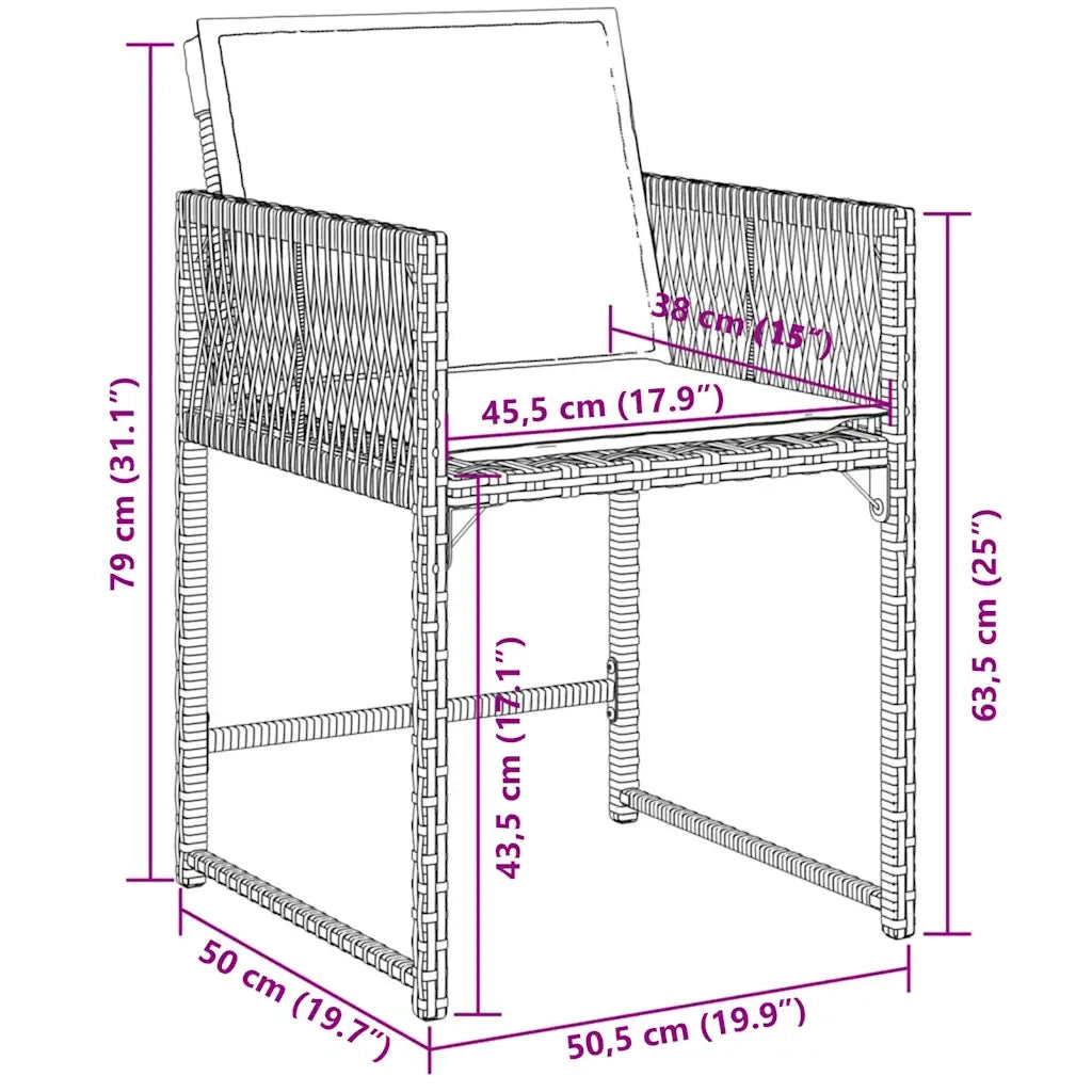 Set da Pranzo da Giardino 11 pz con Cuscini in Polyrattan Nero 3211479