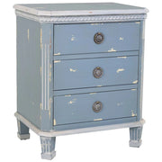 Comodino in legno con 3 cassetti 50x35x60 blu