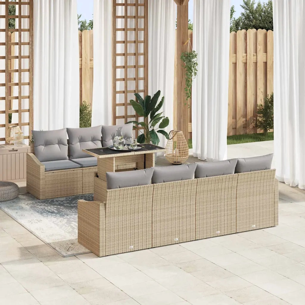 Set Divano da Giardino 8 pcs Beige e Grigio Chiaro polyrattan 3348946