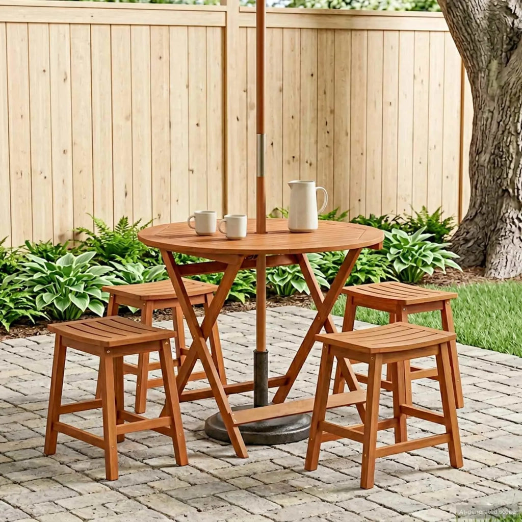 Tavolo da Giardino Pieghevole Marrone Ø 90 x 75 cm 42032421