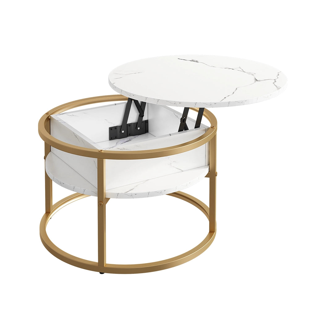 Vicco Tavolino Bianco/Oro 57 x 57 cm