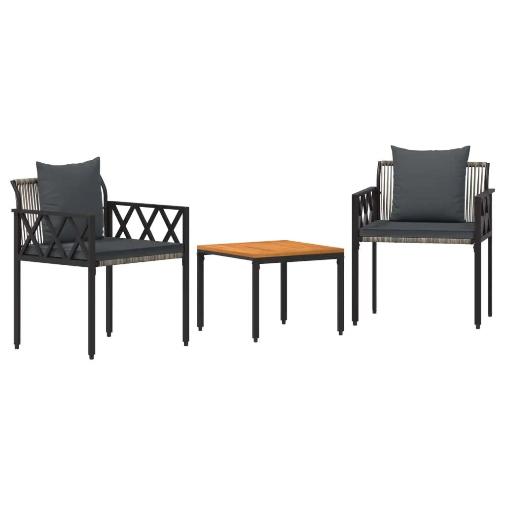 Set Mobili da Esterno 3 pcs Grigio e Grigio Scuro polyrattan 42025348
