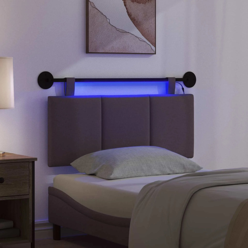 Testiera | Testata sospesa Con luce LED Marrone Scuro Tessuto