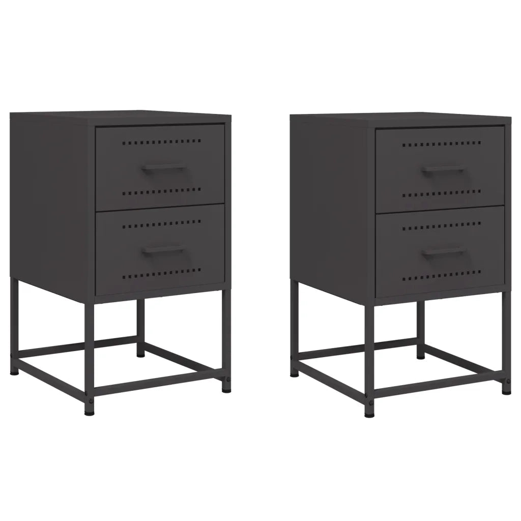Comodini 2 pz Neri 36x39x60,5 cm in Acciaio 846459