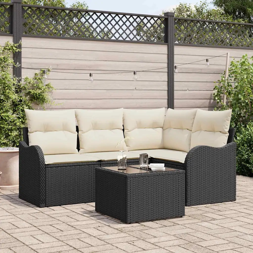 Set Divano da Giardino 5 pcs Marrone polyrattan