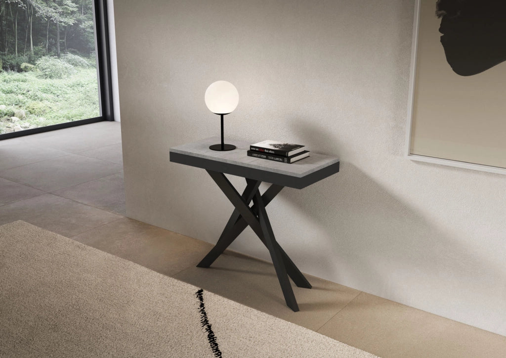 Consolle allungabile 90x40/196 cm Sakuro Small Evolution Cemento gambe antracite