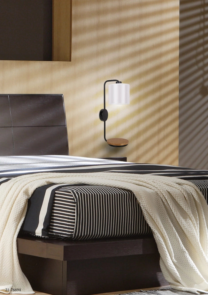 Applique Candellux Alpine con mensola E14 nera legno