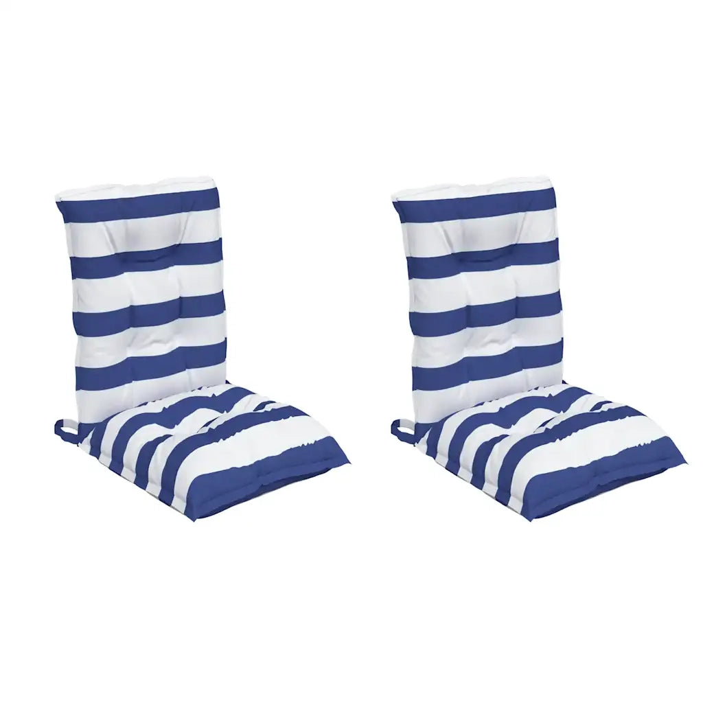 Cuscini Sedia Schienale Basso 2 pz a Righe Blu e Bianche Oxford 377716