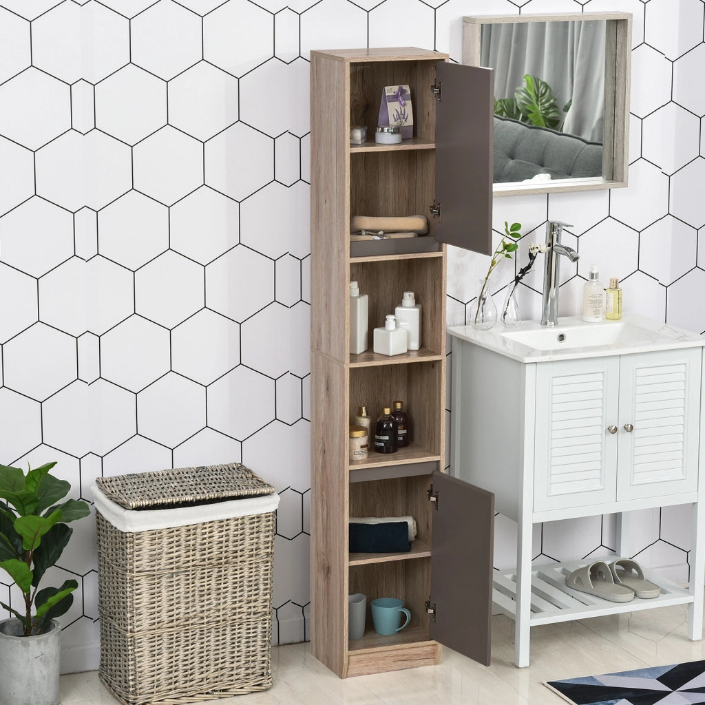 Colonna bagno ¨C Minimal ¨C 2 ante 2 nicchie rovere chiaro grigio 30x24x170