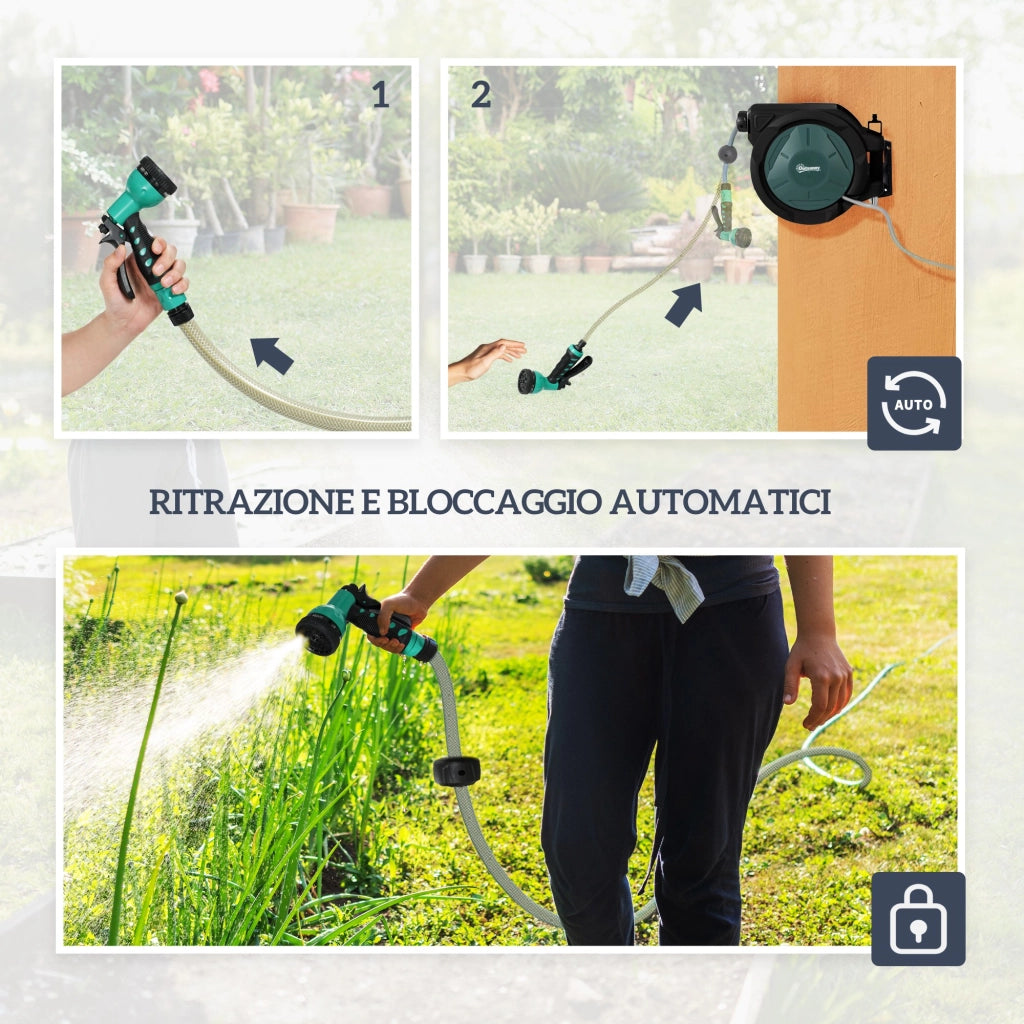 Avvolgitubo da Giardino Retrattile ¨C zephmum ¨C 30+2 m, Nero