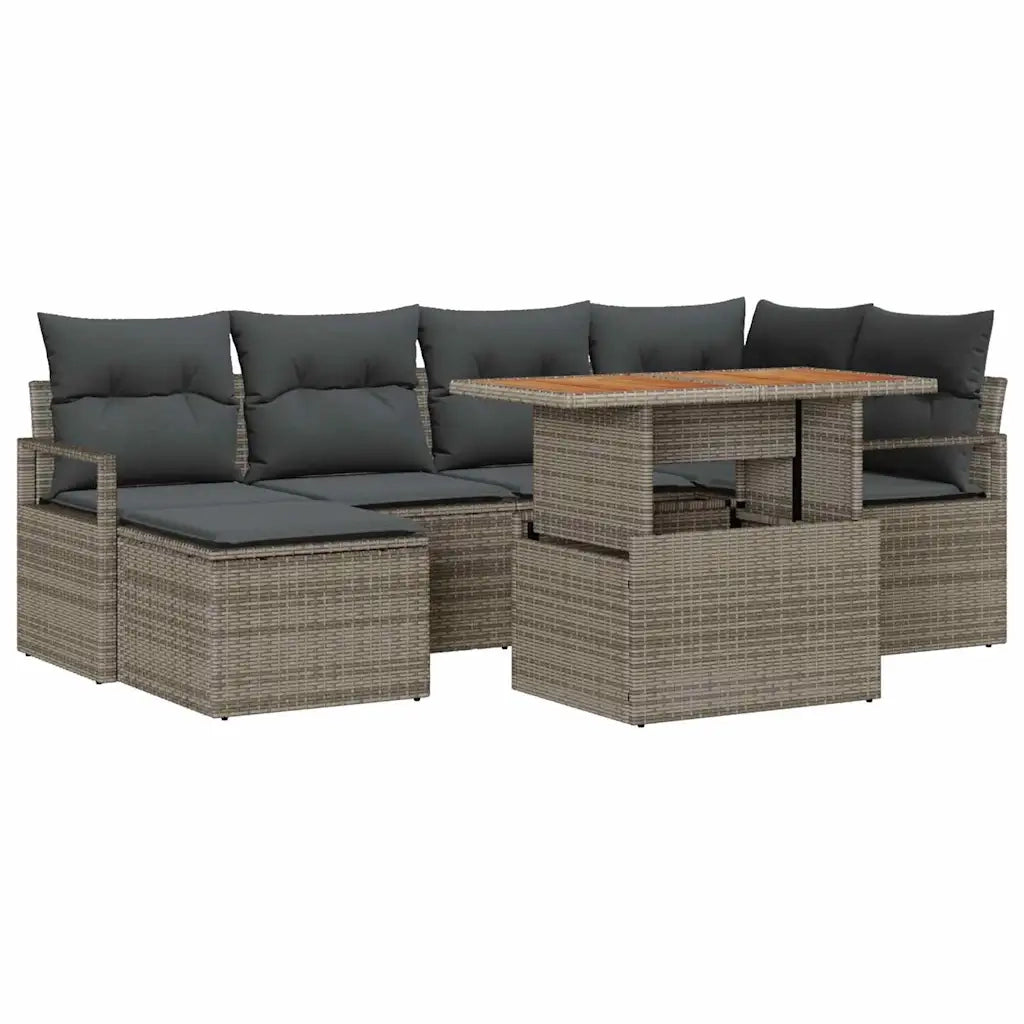 Set Divano da Giardino 7 pcs Grigio Poly Rattan 3358470