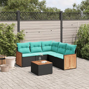 Set Divani da Giardino 6 pz con Cuscini Nero in Polyrattan 3227646