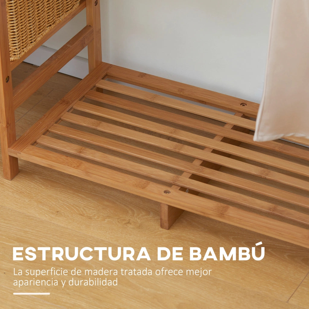 Appendiabiti con Ripiani e Varilla ¨C Minimal ¨C Legno Bamb¨´ 90x30x145 cm