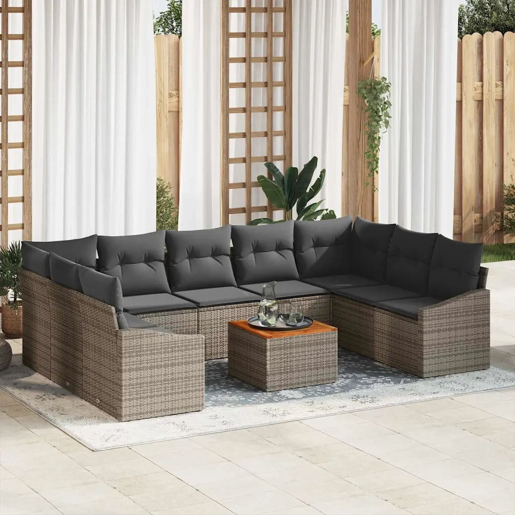 Set Divano da Giardino 10 pcs Grigio polyrattan 3356543