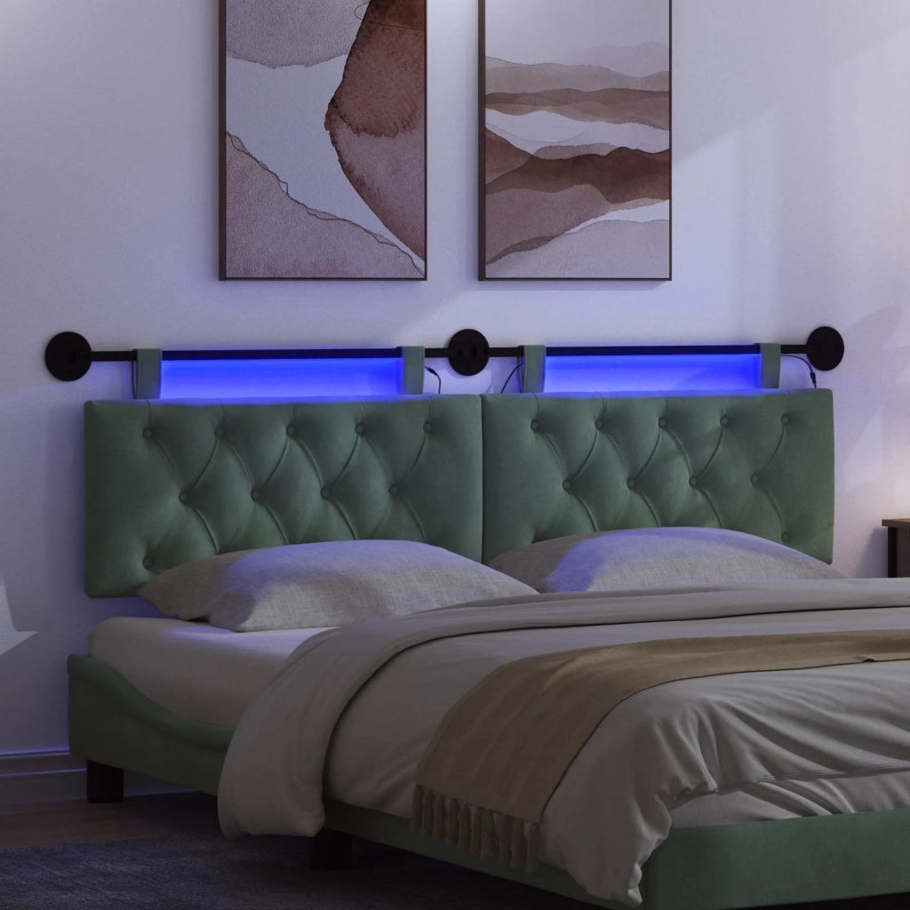 Testiera sospesa Con luce LED Verde Mare Velluto 3424705