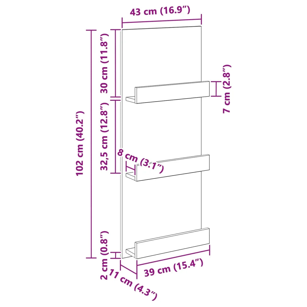 Scaffale per riviste Rovere artigianale 43 x 11 x 102 cm 899518