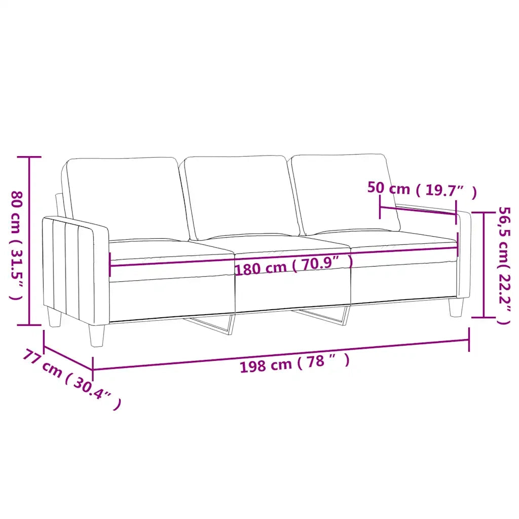 Divano a 3 Posti-Sofa 3 Posti Rosso Vino 180 cm in Velluto 706358