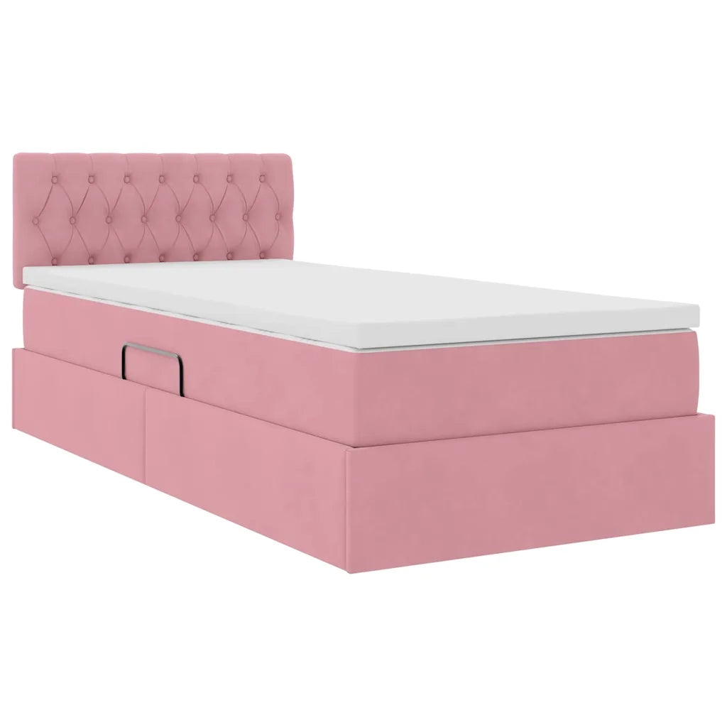 Letto con contenitore e LED con led Rosa 100 x 200 cm Velluto 3371438