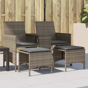 Divano Giardino 2 Posti con Tavolo e Sgabelli-Sofa da Giardino-Divanetto da esterno Grigio Polyrattan 802749