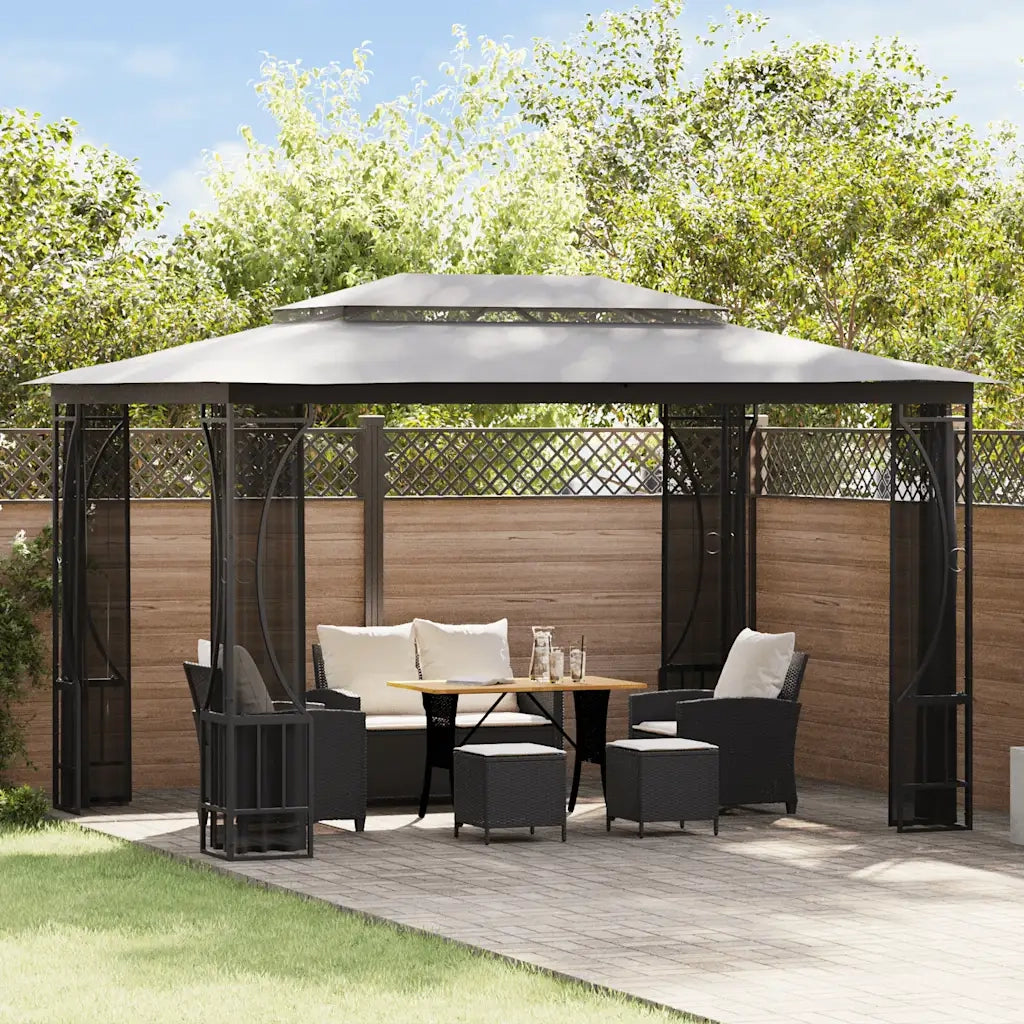 Gazebo | Pergolato con Rete 300x400x265 cm Antracite