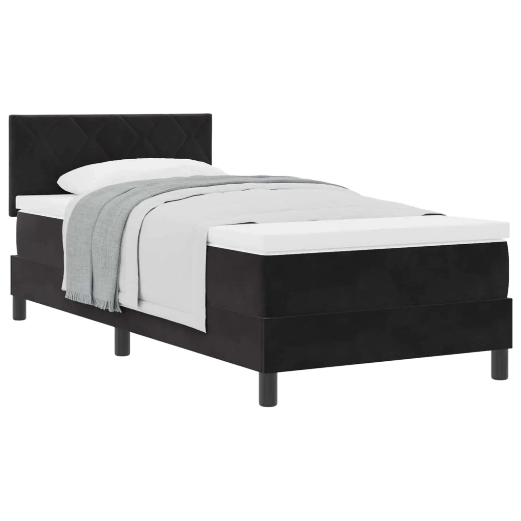 Letto a molle con materasso Nero 90 x 200 cm Velluto 3339214