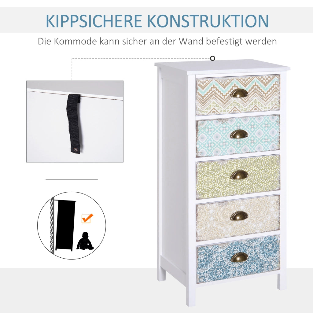 Cassettiera 5 cassetti ¨C Xylo ¨C multicolore design moderno 46x34x97.5