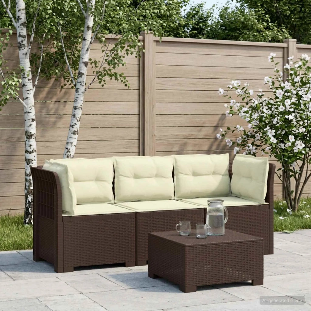 Divano da esterno-Divano da Giardino 3 posti con cuscini in look rattan PP 958166