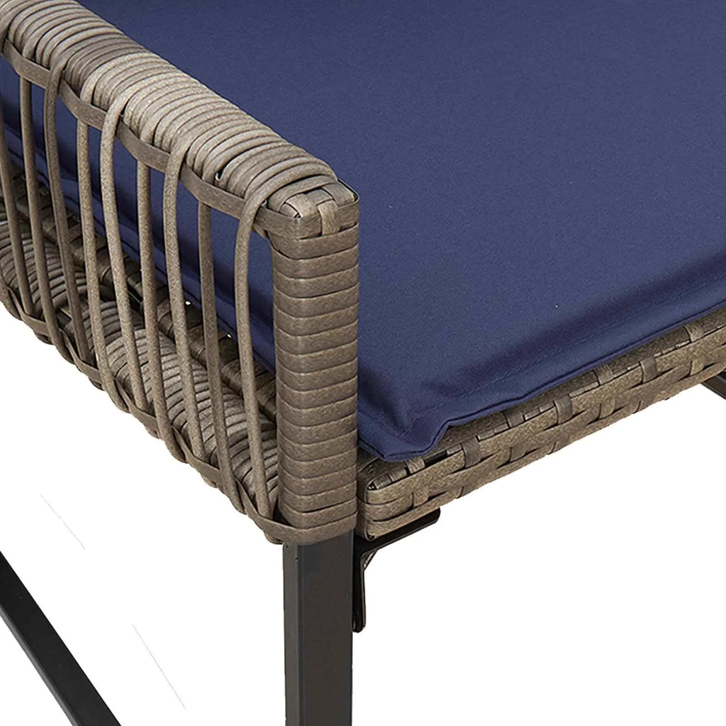 Set di Mobili da Esterno 7 pcs Grigio e Blu Navy polyrattan 42025158