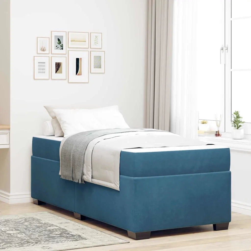 Struttura del letto con materasso Blu 80 x 200 cm Tessuto