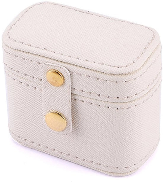 Mini cassettino per gioielli da viaggio, semplice cassetto per collane, orecchini e anelli - bianco