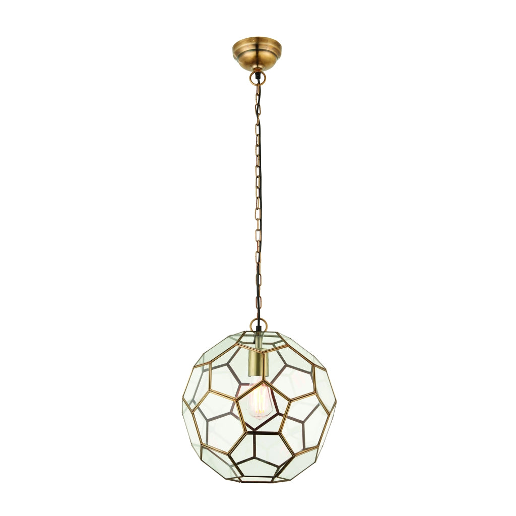 Lampada a sospensione Miele ottone antico vetro E27 Endon