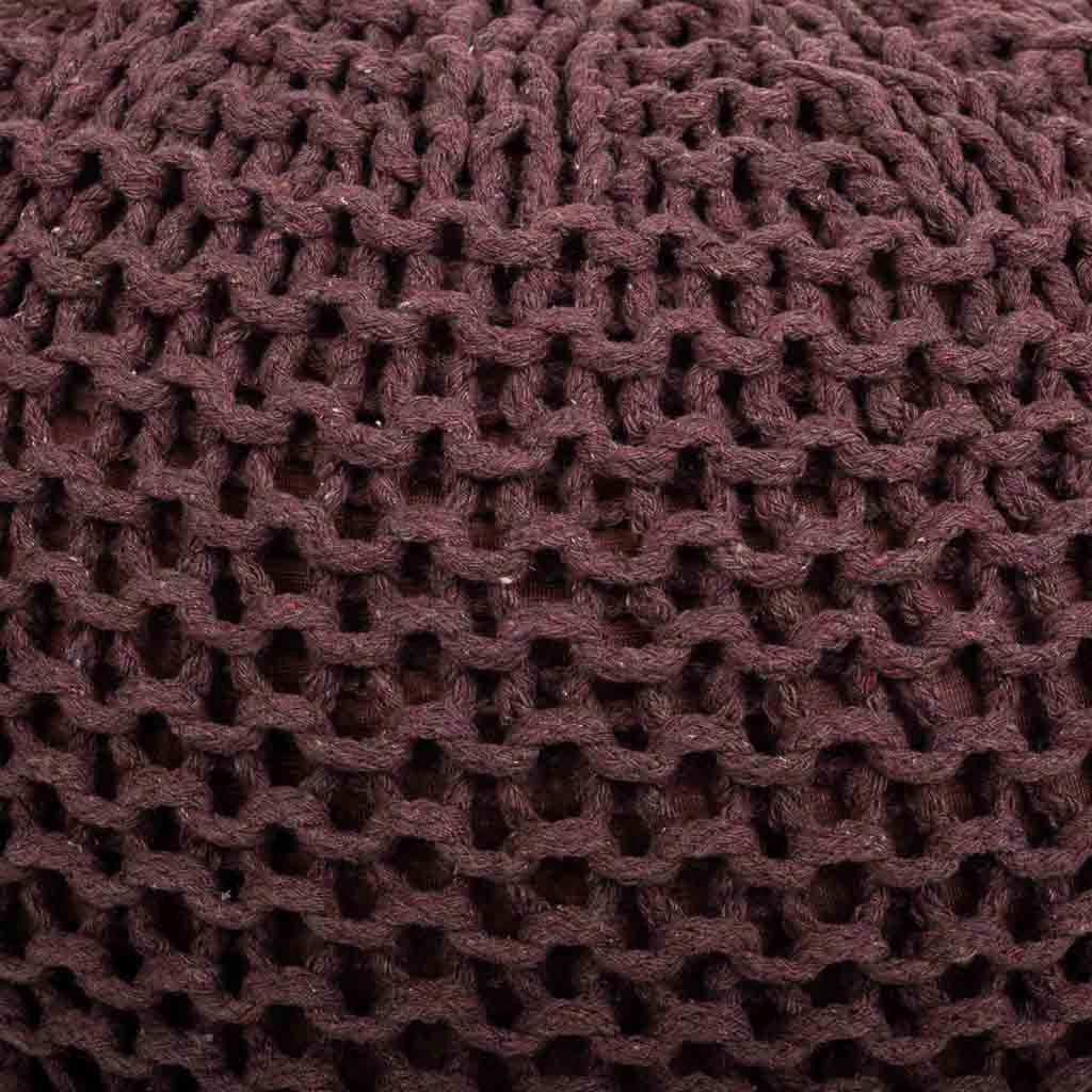 Puf in cotone intrecciato marrone 40x40x30h