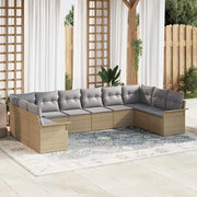 Set Divano da Giardino 10 pcs Beige polyrattan