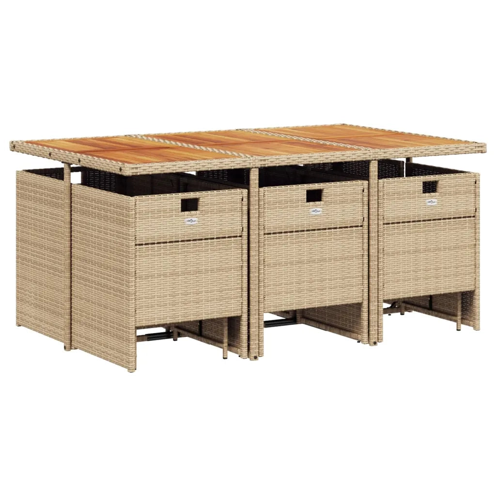Set da Pranzo da Giardino 11 pz con Cuscini Beige in Polyrattan 3277743