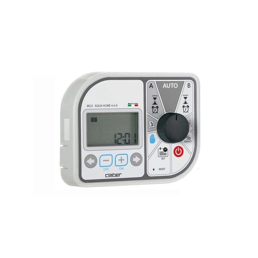 Claber 8022 Aqua Home 4 6 8 Centralina Programmatore Irrigazione Interrata 8 Zone 24V AC Display LCD