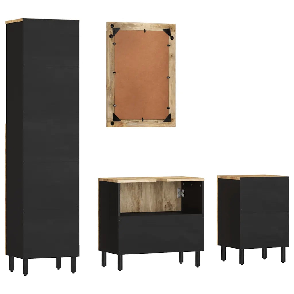 Set Mobili da Bagno 4 pz in Legno Massello di Mango 3310131