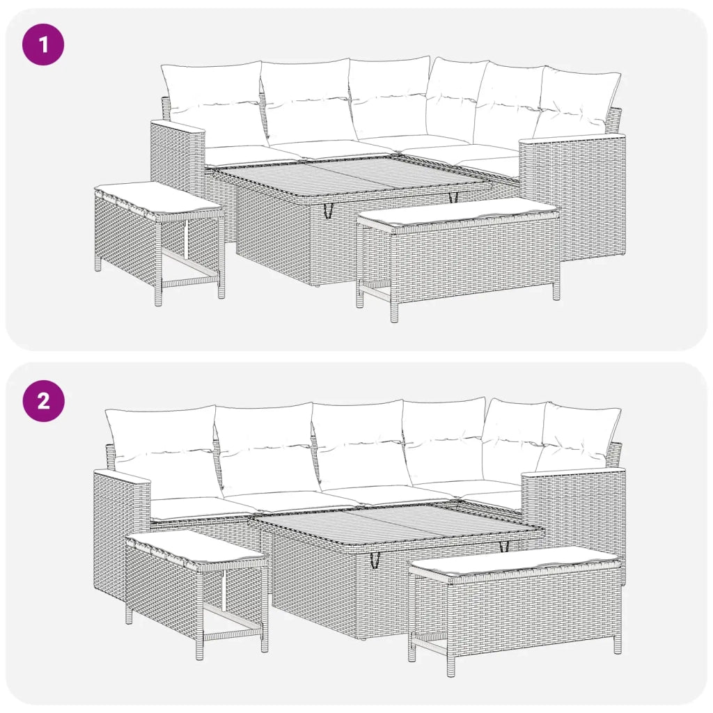 Set Divano da Giardino 8 pcs Nero polyrattan 3362905