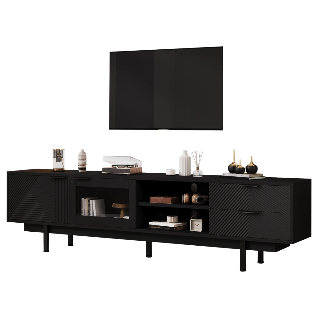 Cassettiera per TV nera in truciolare lunghezza 200 cm