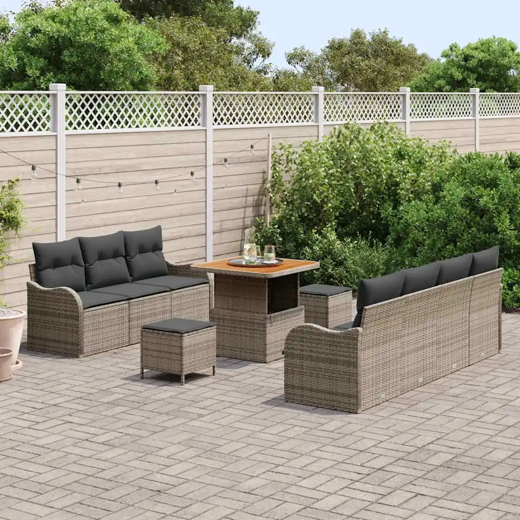 Set Divano da Giardino con cuscino 10 pcs Grigio 3364178