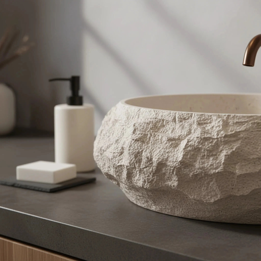 Lavabo Da Appoggio Rea Mika Warm Beige