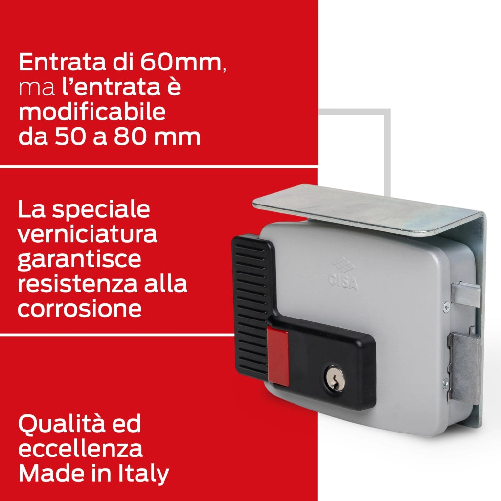 Serratura Elettrica da Applicare per Cisa Ferro Art 11731 N7 e 60 Dx