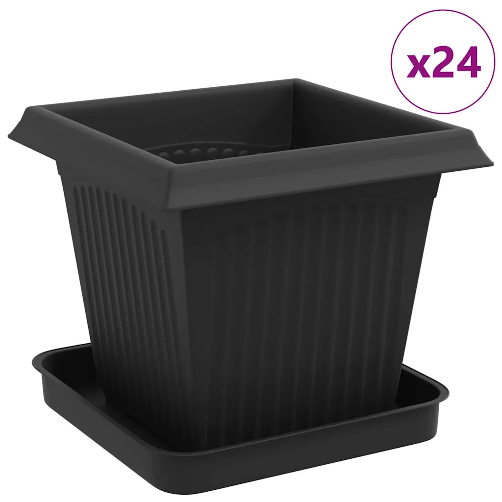 Vasi per Piante 24 pcs Nero 16 x 16 x 14 cm Plastica 3403311