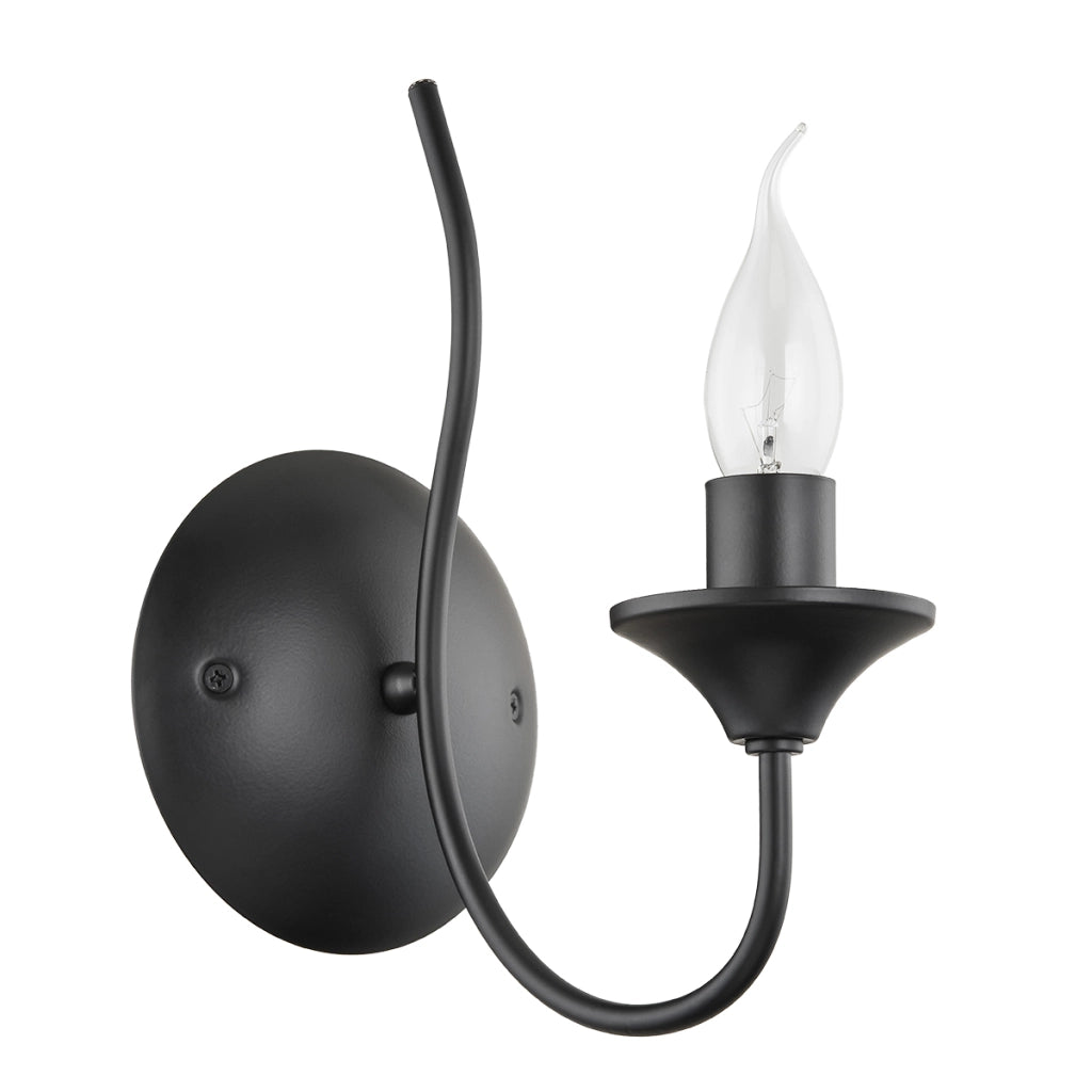 Applique parete minimal nera candela 1xE14 10W Unity Alfa