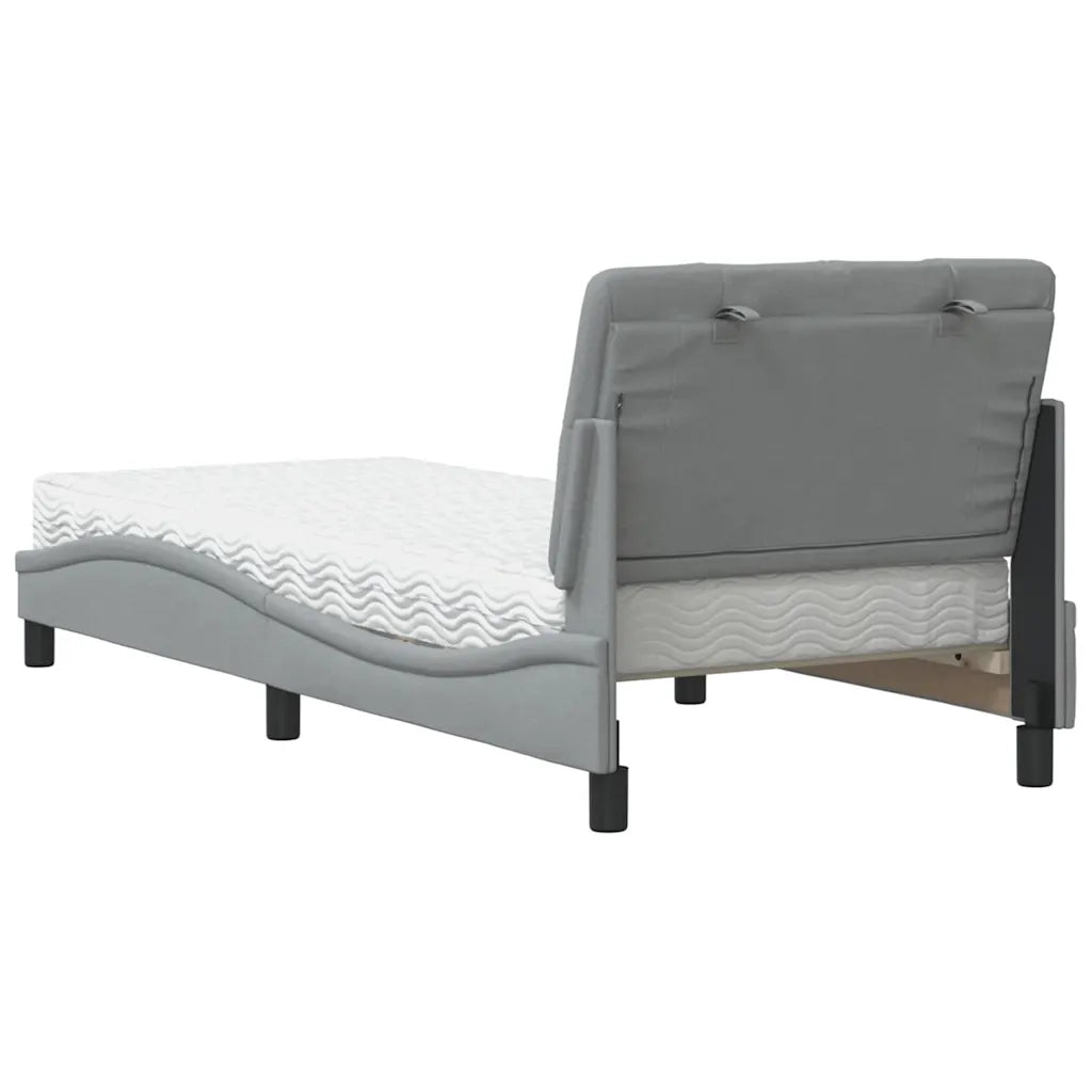 Letto con Materasso Grigio Chiaro 90x190 cm in Tessuto