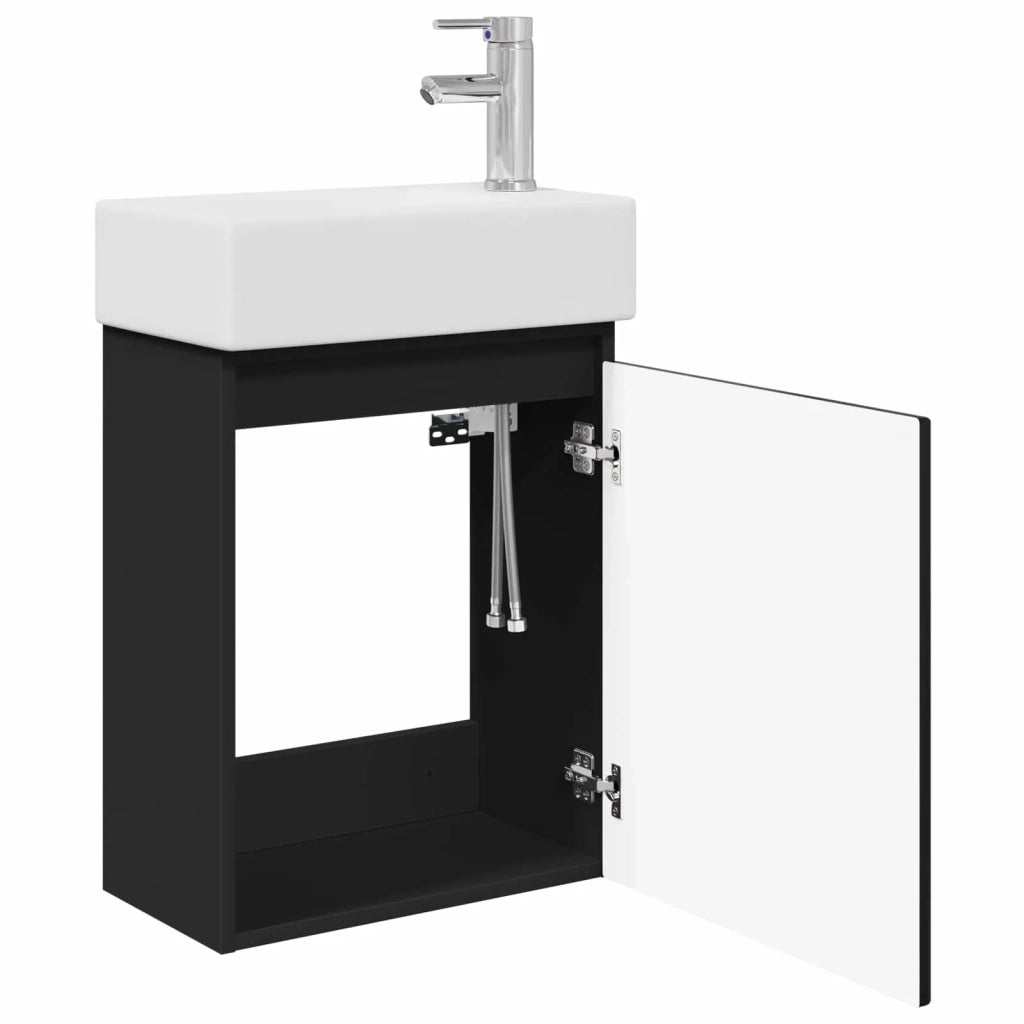 Mobile bagno con rubinetto Nero 45,5 x 22,5 x 84 cm 889512