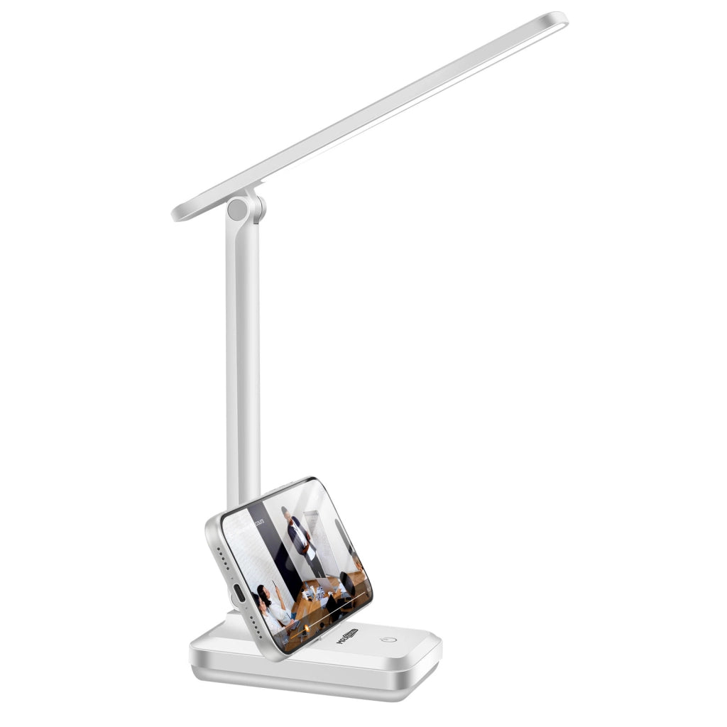 Lampada LED da scrivania pieghevole ricaricabile con touch e supporto integrato Bianco Max excell