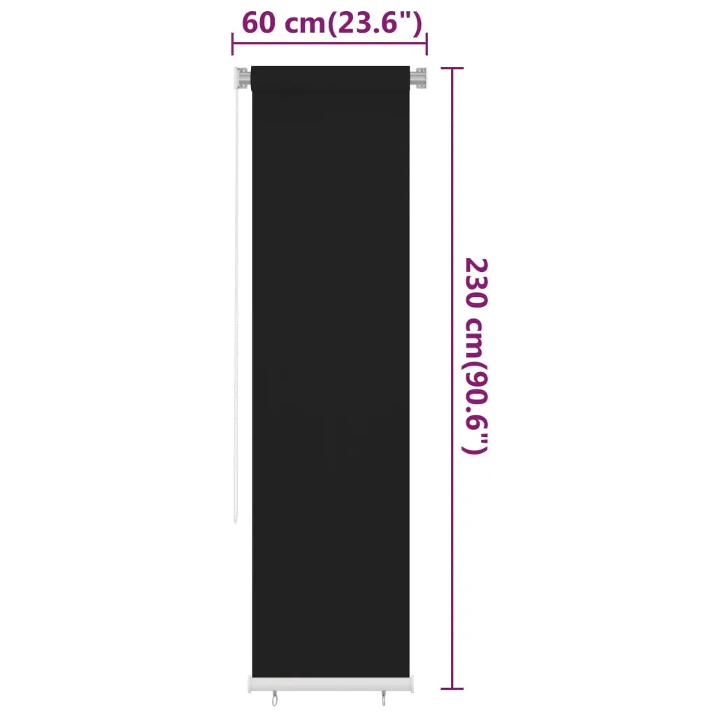 Tenda a Rullo per Esterni 65(L)x230(A) cm in HDPE nero 312952