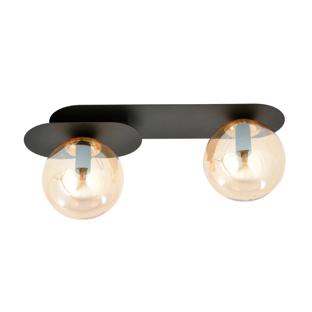 Plafoniera Emibig PLAZA 2 luci E14 nero/miele metallo
