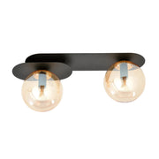 Plafoniera Emibig PLAZA 2 luci E14 nero/miele metallo