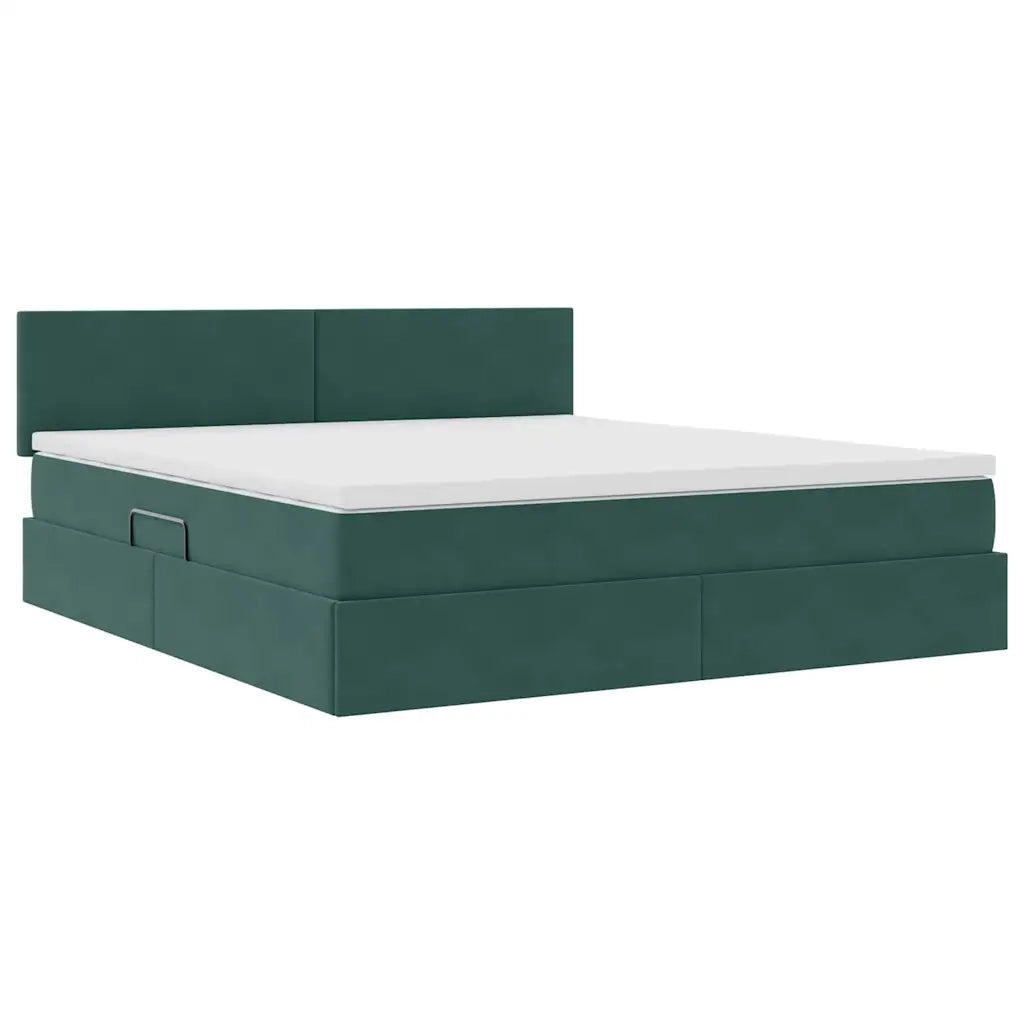 Letto con Contenitore Verde Scuro 160 x 200 cm Velluto